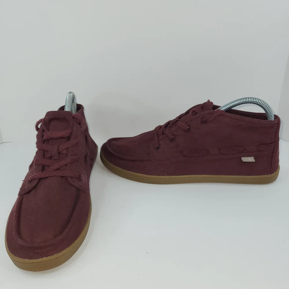 Sanuk Vee K Shawn Canvas Maroon Chukka Boots 1013820 Size Women’s 9.5